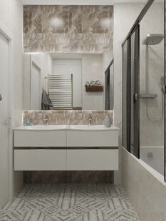 Фото № 2: Дизайн-проект трехкомнатной квартиры 96.84  м² Стиль Фьюжн для ЖК Московский