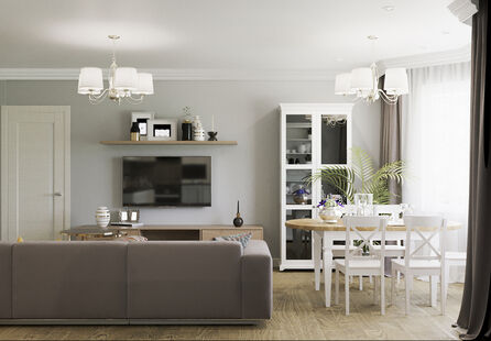 Фото № 3: Дизайн-проект трехкомнатной квартиры 76.9  м² Стиль Контемпорари для ЖК Московский