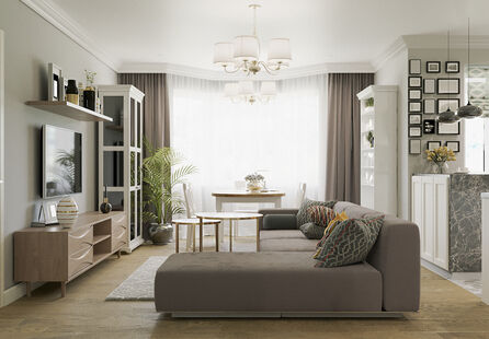 Фото № 6: Дизайн-проект трехкомнатной квартиры 76.9  м² Стиль Контемпорари для ЖК Московский