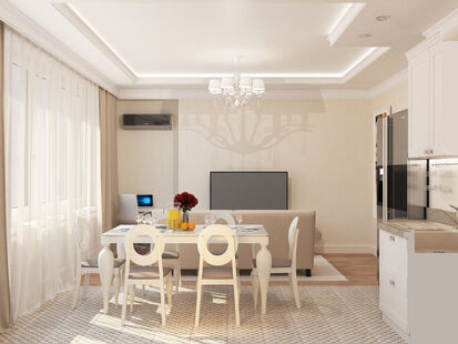 Фото № 4: Дизайн-проект двухкомнатной квартиры 55.0  м² Стиль Контемпорари для ЖК Московский