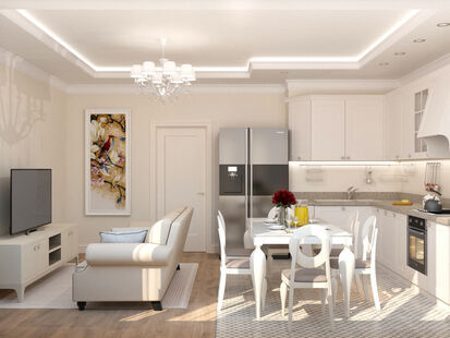 Фото № 2: Дизайн-проект двухкомнатной квартиры 55.0  м² Стиль Контемпорари для ЖК Московский