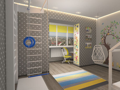 Фото № 2: Дизайн-проект детской 14.39  м² Скандинавский стиль для ЖК Московский