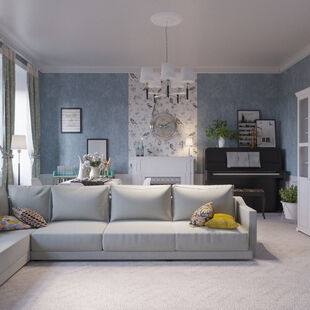 Фото № 1: Дизайн-проект зала 28.5  м² Стиль Прованс для ЖК Московский