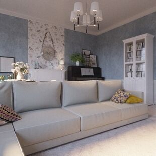 Фото № 2: Дизайн-проект зала 28.5  м² Стиль Прованс для ЖК Московский