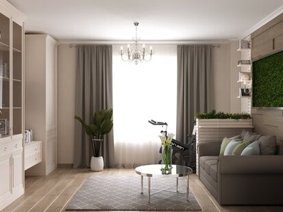 Фото № 3: Дизайн-проект зала 14.4  м² Стиль Модернизм для ЖК Московский