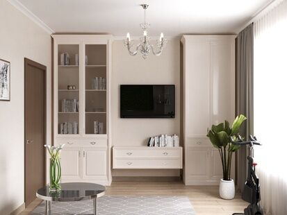 Фото № 2: Дизайн-проект зала 14.4  м² Стиль Модернизм для ЖК Московский