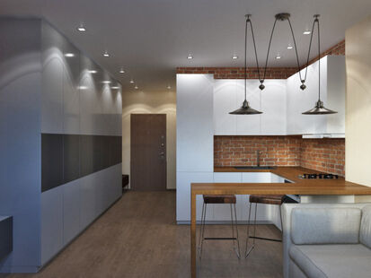 Фото № 5: Дизайн-проект квартиры-студии 28.02  м² Стиль Лофт для ЖК Московский