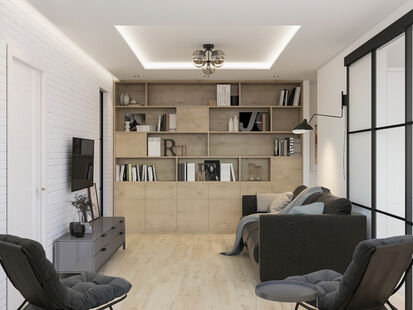 Фото № 2: Дизайн-проект двухкомнатной квартиры 46.31  м² Стиль Минимализм для ЖК Московский