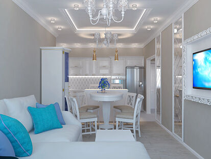 Фото № 1: Дизайн-проект трехкомнатной квартиры 68.1  м² Стиль Классика для ЖК Московский