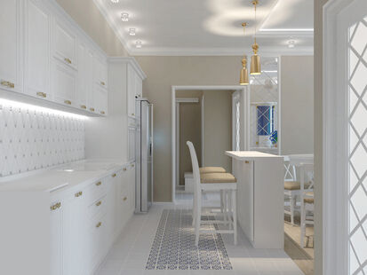 Фото № 3: Дизайн-проект трехкомнатной квартиры 68.1  м² Стиль Классика для ЖК Московский