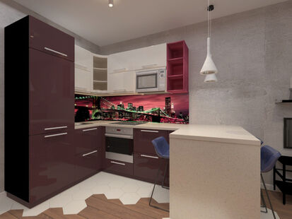 Фото № 4: Дизайн-проект однокомнатной квартиры 45.11  м² Стиль Лофт для ЖК Московский