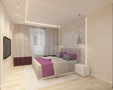 Фото № 3: Дизайн-проект однокомнатной квартиры 45.11  м² Стиль Лофт для ЖК Московский