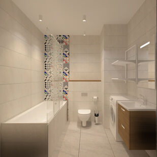 Фото № 2: Дизайн-проект однокомнатной квартиры 45.11  м² Стиль Лофт для ЖК Московский