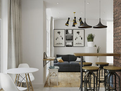 Фото № 1: Дизайн-проект однокомнатной квартиры 39.22  м² Стиль Лофт для ЖК Московский