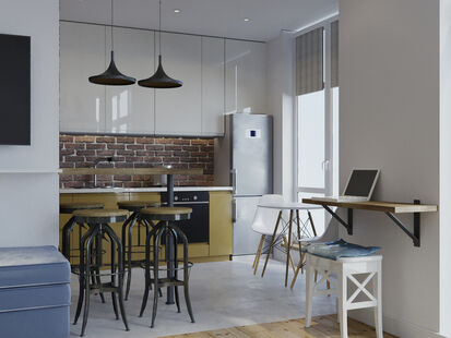 Фото № 6: Дизайн-проект однокомнатной квартиры 39.22  м² Стиль Лофт для ЖК Московский