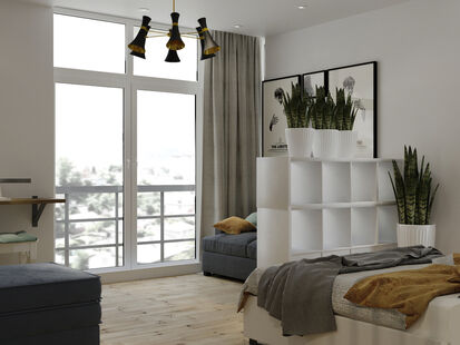 Фото № 2: Дизайн-проект однокомнатной квартиры 39.22  м² Стиль Лофт для ЖК Московский