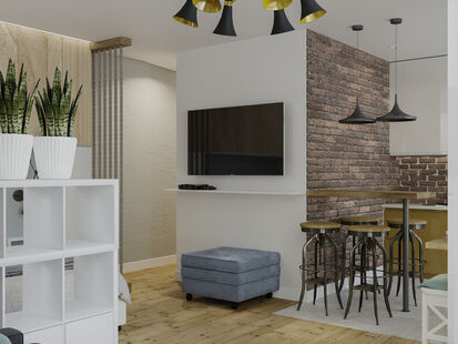 Фото № 5: Дизайн-проект однокомнатной квартиры 39.22  м² Стиль Лофт для ЖК Московский