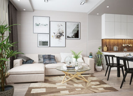 Фото № 1: Дизайн-проект двухкомнатной квартиры 82.8  м² Стиль Контемпорари для ЖК Московский