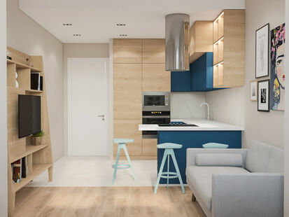 Фото № 4: Дизайн-проект двухкомнатной квартиры 71.3  м² Стиль Контемпорари для ЖК Московский