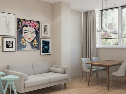 Фото № 5: Дизайн-проект двухкомнатной квартиры 71.3  м² Стиль Контемпорари для ЖК Московский