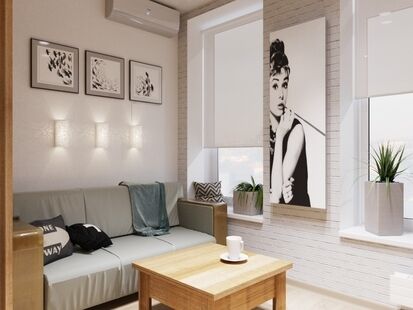 Фото № 1: Дизайн-проект квартиры-студии 20.9  м² Стиль Контемпорари для ЖК Московский