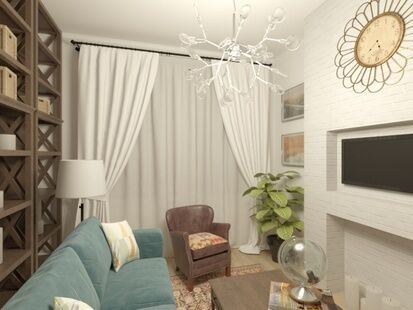 Фото № 2: Дизайн-проект однокомнатной квартиры 34.2  м² Скандинавский стиль для ЖК Московский