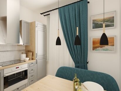 Фото № 5: Дизайн-проект однокомнатной квартиры 34.2  м² Скандинавский стиль для ЖК Московский