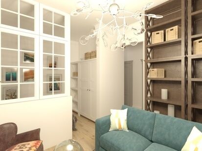 Фото № 6: Дизайн-проект однокомнатной квартиры 34.2  м² Скандинавский стиль для ЖК Московский