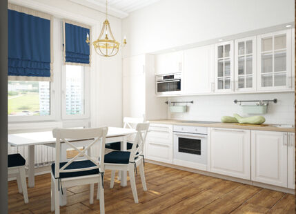 Фото № 3: Дизайн-проект однокомнатной квартиры 43.3  м² Средиземноморский стиль для ЖК Московский