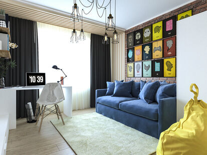 Фото № 1: Дизайн-проект двухкомнатной квартиры 59.55  м² Стиль Фьюжн для ЖК Московский