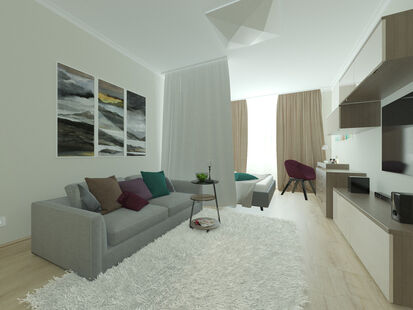 Фото № 3: Дизайн-проект двухкомнатной квартиры 59.55  м² Стиль Фьюжн для ЖК Московский