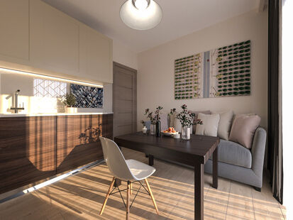 Фото № 2: Дизайн-проект двухкомнатной квартиры 59.55  м² Стиль Фьюжн для ЖК Московский