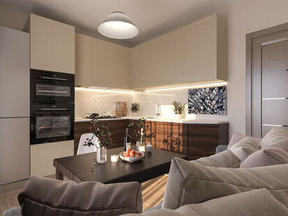 Фото № 5: Дизайн-проект двухкомнатной квартиры 59.55  м² Стиль Фьюжн для ЖК Московский