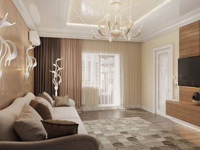 Фото № 5: Дизайн-проект однокомнатной квартиры 59.3  м² Стиль Классика для ЖК Московский