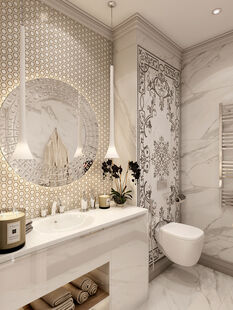 Фото № 2: Дизайн-проект однокомнатной квартиры 59.3  м² Стиль Классика для ЖК Московский