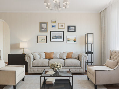 Фото № 1: Дизайн-проект зала 18.9  м² Стиль Современная классика для ЖК Московский