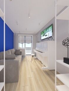 Фото № 1: Дизайн-проект двухкомнатной квартиры 45.5  м² Стиль минимализм для ЖК Московский