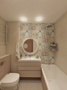 Фото № 1: Дизайн-проект совмещенного санузла 3.5  м² Стиль Эклектика для ЖК Московский