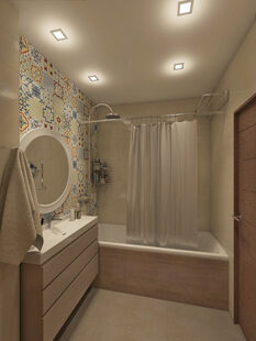 Фото № 2: Дизайн-проект совмещенного санузла 3.5  м² Стиль Эклектика для ЖК Московский