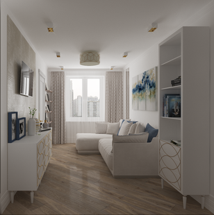 Фото № 4: Дизайн-проект трехкомнатной квартиры 64.0  м² Стиль Современная классика для ЖК Московский