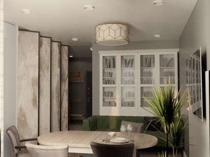 Фото № 1: Дизайн-проект однокомнатной квартиры 50.77  м² Стиль Модернизм для ЖК Московский