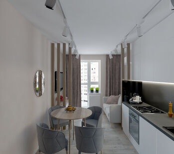 Фото № 1: Дизайн-проект однокомнатной квартиры 48.66  м² Стиль Минимализм для ЖК Московский