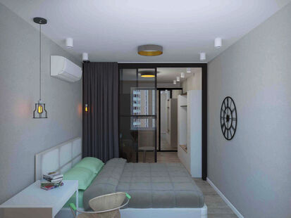 Фото № 5: Дизайн-проект однокомнатной квартиры 48.66  м² Стиль Минимализм для ЖК Московский