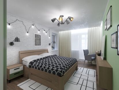 Фото № 6: Дизайн-проект двухкомнатной квартиры 72.99  м² Скандинавский стиль для ЖК Московский