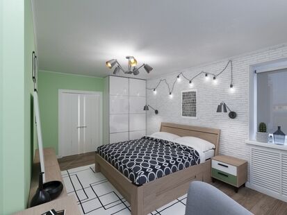 Фото № 4: Дизайн-проект двухкомнатной квартиры 72.99  м² Скандинавский стиль для ЖК Московский