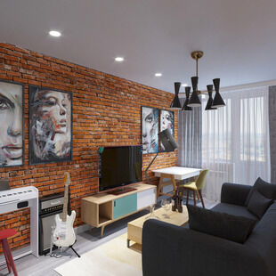 Фото № 1: Дизайн-проект двухкомнатной квартиры 56.59  м² Стиль Эклектика для ЖК Московский