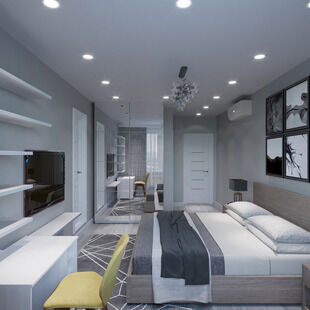 Фото № 5: Дизайн-проект двухкомнатной квартиры 56.59  м² Стиль Эклектика для ЖК Московский