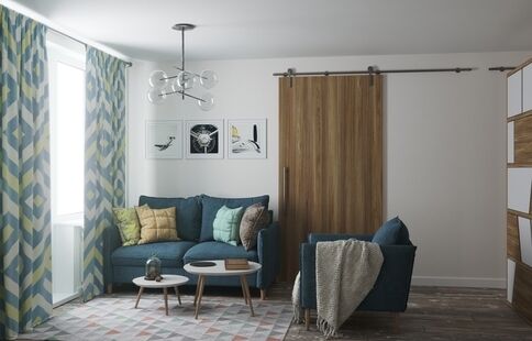 Фото № 1: Дизайн-проект двухкомнатной квартиры 45.81  м² Скандинавский стиль для ЖК Московский