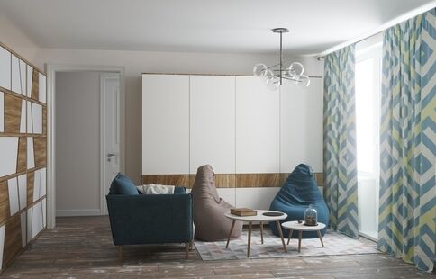 Фото № 3: Дизайн-проект двухкомнатной квартиры 45.81  м² Скандинавский стиль для ЖК Московский