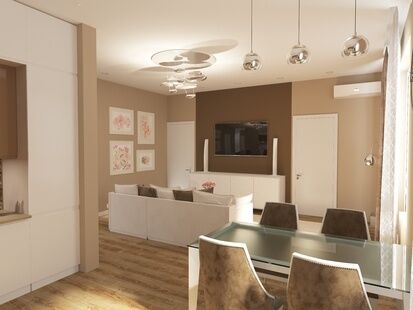 Фото № 5: Дизайн-проект трехкомнатной квартиры 79.46  м² Стиль Модернизм для ЖК Московский